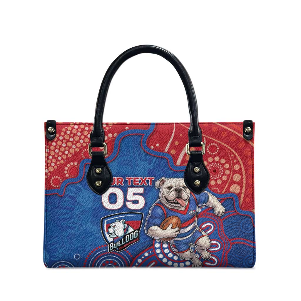 Custom Bulldogs Football Leather Bag Aboriginal Dot Art Pattern