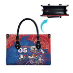 Custom Bulldogs Football Leather Bag Aboriginal Dot Art Pattern