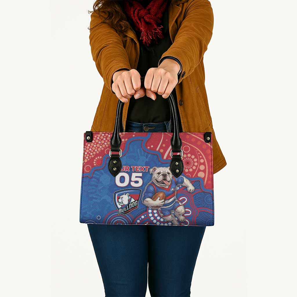 Custom Bulldogs Football Leather Bag Aboriginal Dot Art Pattern