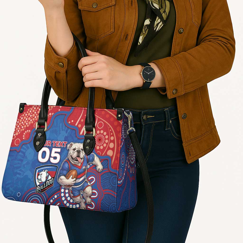 Custom Bulldogs Football Leather Bag Aboriginal Dot Art Pattern