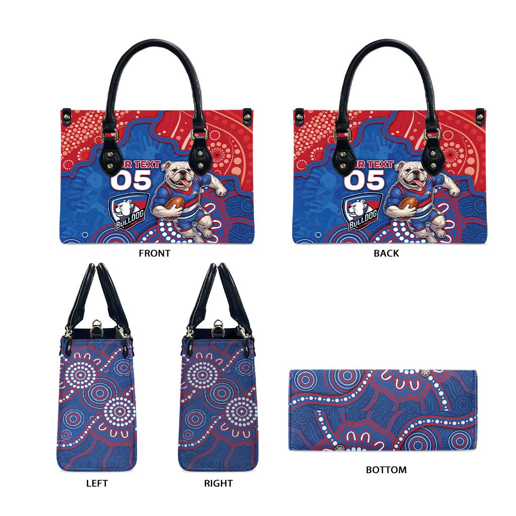 Custom Bulldogs Football Leather Bag Aboriginal Dot Art Pattern