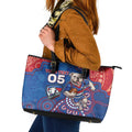 Custom Bulldogs Football Leather Tote Bag Aboriginal Dot Art Pattern