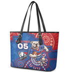 Custom Bulldogs Football Leather Tote Bag Aboriginal Dot Art Pattern