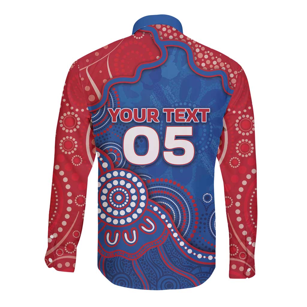 Custom Bulldogs Football Long Sleeve Button Shirt Aboriginal Dot Art Pattern
