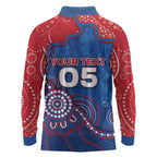 Custom Bulldogs Football Long Sleeve Polo Shirt Aboriginal Dot Art Pattern