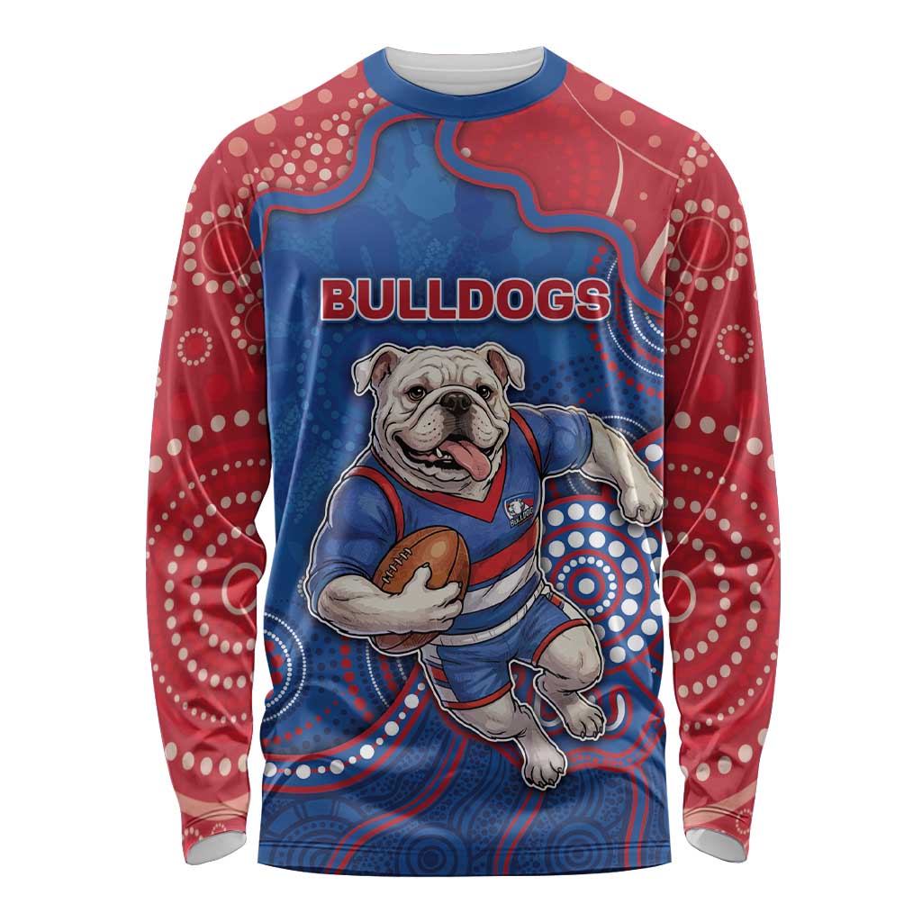 Custom Bulldogs Football Long Sleeve Shirt Aboriginal Dot Art Pattern