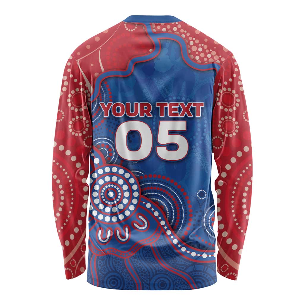 Custom Bulldogs Football Long Sleeve Shirt Aboriginal Dot Art Pattern