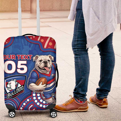 Custom Bulldogs Football Luggage Cover Aboriginal Dot Art Pattern