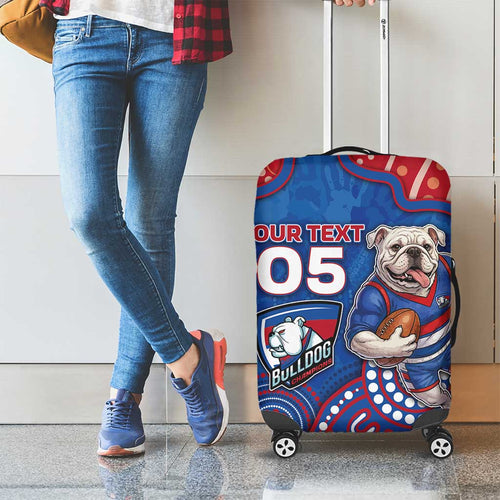 Custom Bulldogs Football Luggage Cover Aboriginal Dot Art Pattern
