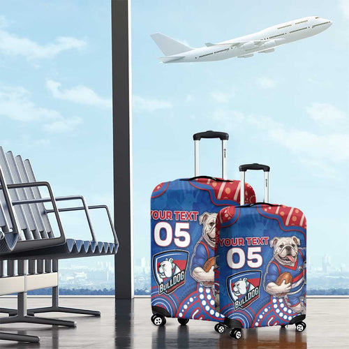 Custom Bulldogs Football Luggage Cover Aboriginal Dot Art Pattern