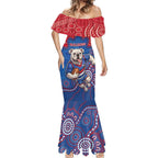 Custom Bulldogs Football Mermaid Dress Aboriginal Dot Art Pattern