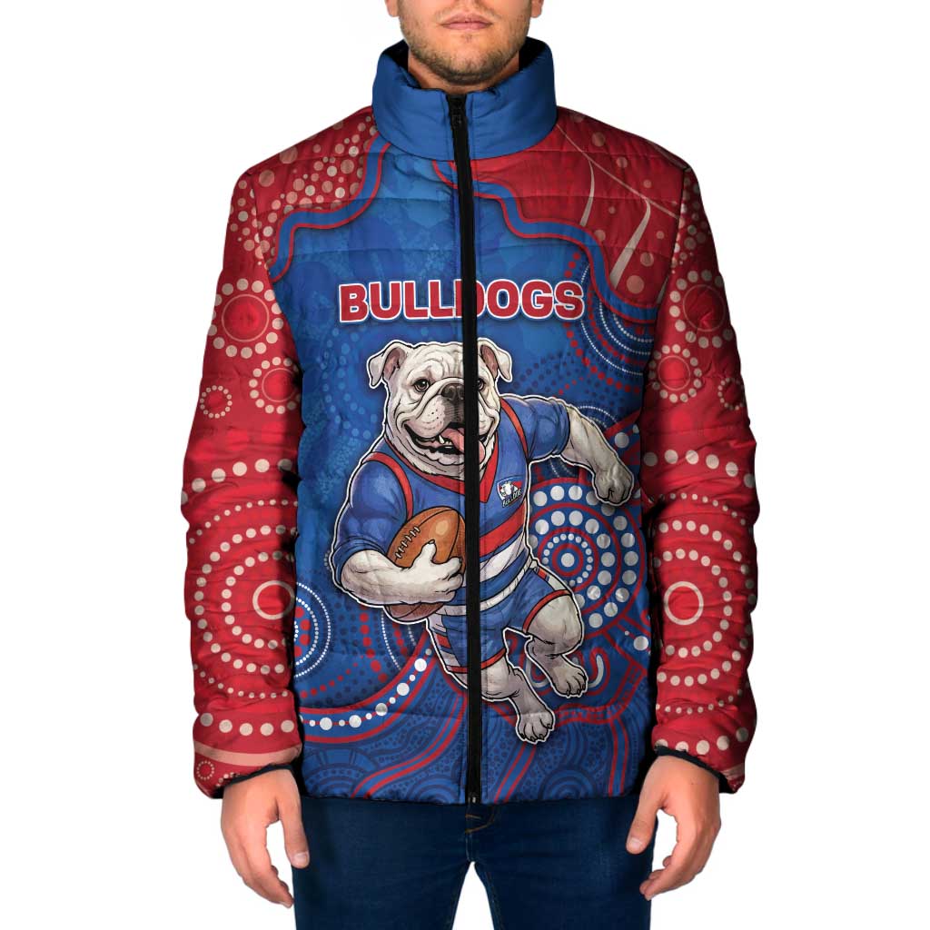 Custom Bulldogs Football Padded Jacket Aboriginal Dot Art Pattern