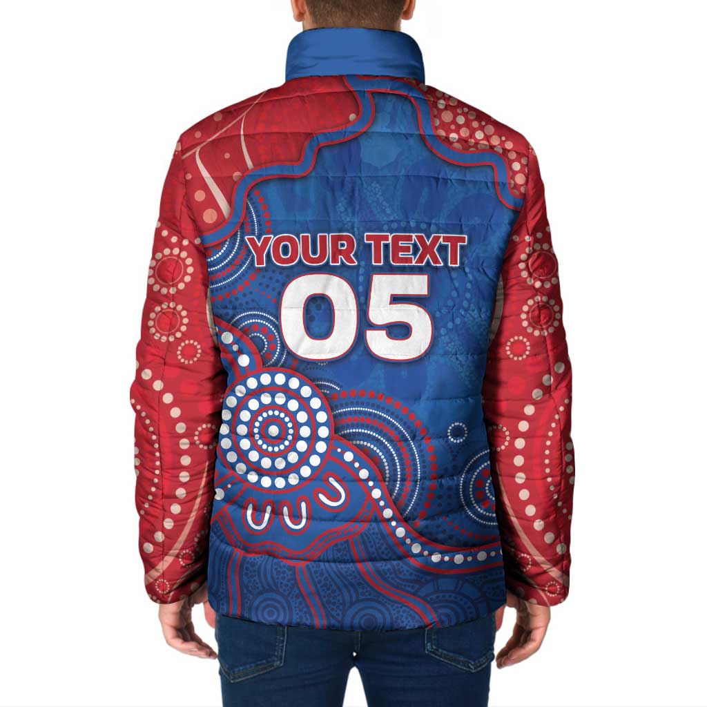 Custom Bulldogs Football Padded Jacket Aboriginal Dot Art Pattern