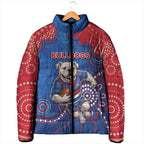Custom Bulldogs Football Padded Jacket Aboriginal Dot Art Pattern