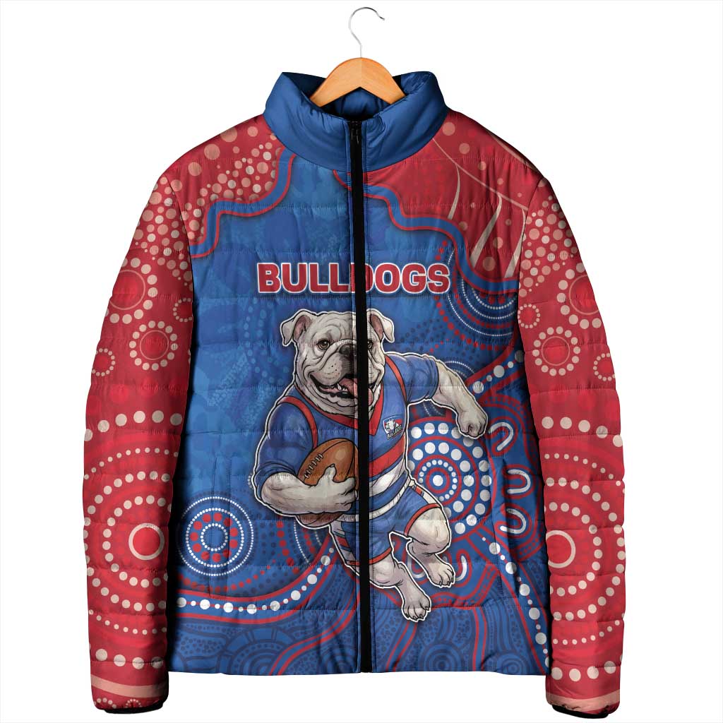 Custom Bulldogs Football Padded Jacket Aboriginal Dot Art Pattern