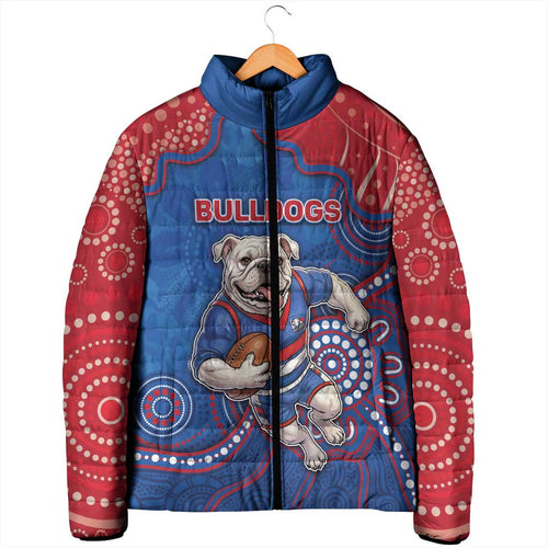 Custom Bulldogs Football Padded Jacket Aboriginal Dot Art Pattern