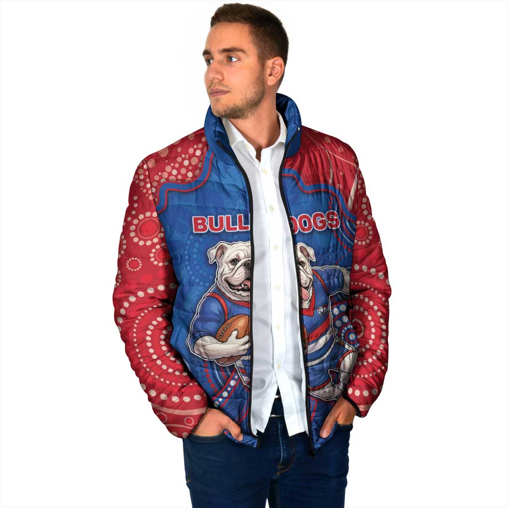 Custom Bulldogs Football Padded Jacket Aboriginal Dot Art Pattern