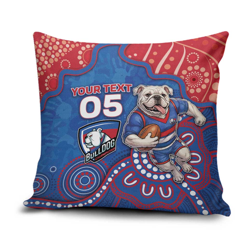 Custom Bulldogs Football Pillow Cover Aboriginal Dot Art Pattern