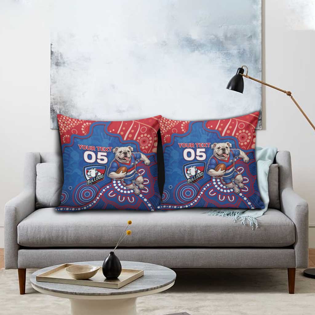 Custom Bulldogs Football Pillow Cover Aboriginal Dot Art Pattern