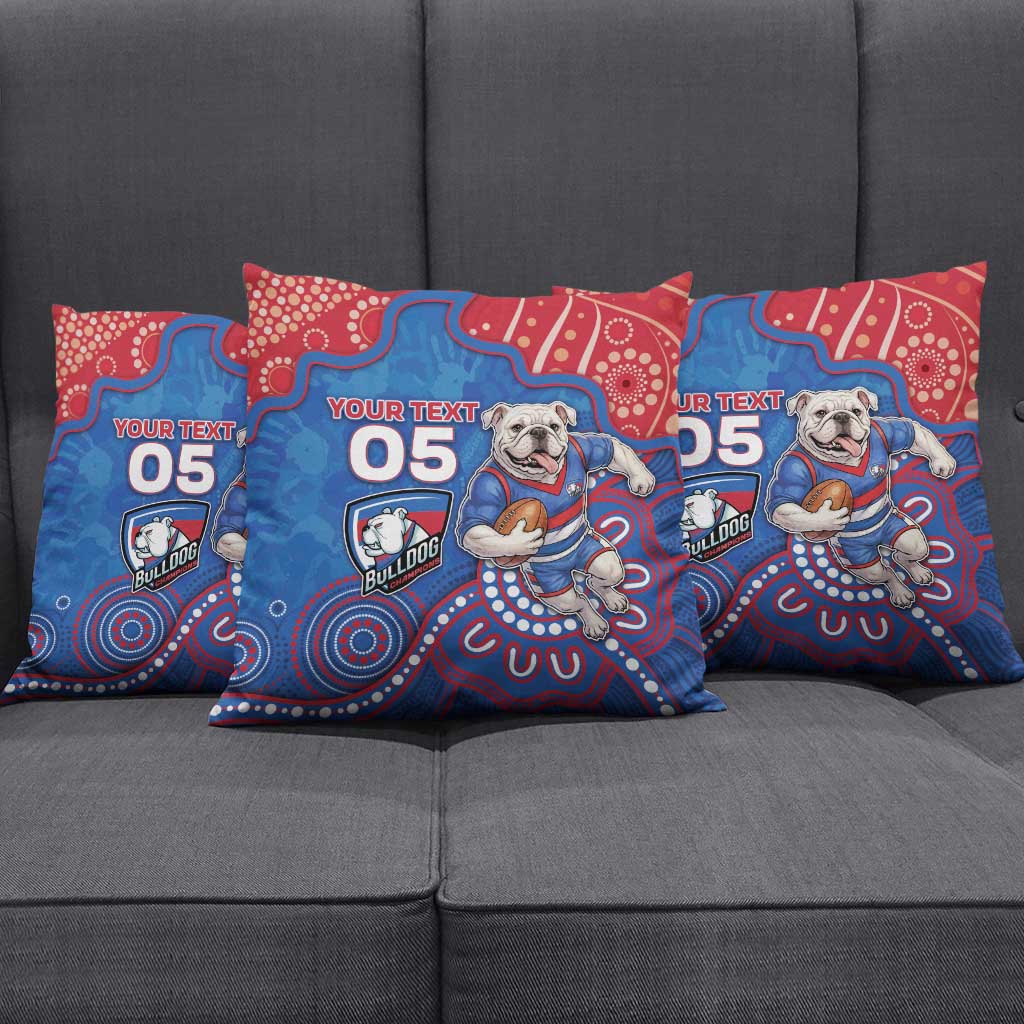 Custom Bulldogs Football Pillow Cover Aboriginal Dot Art Pattern
