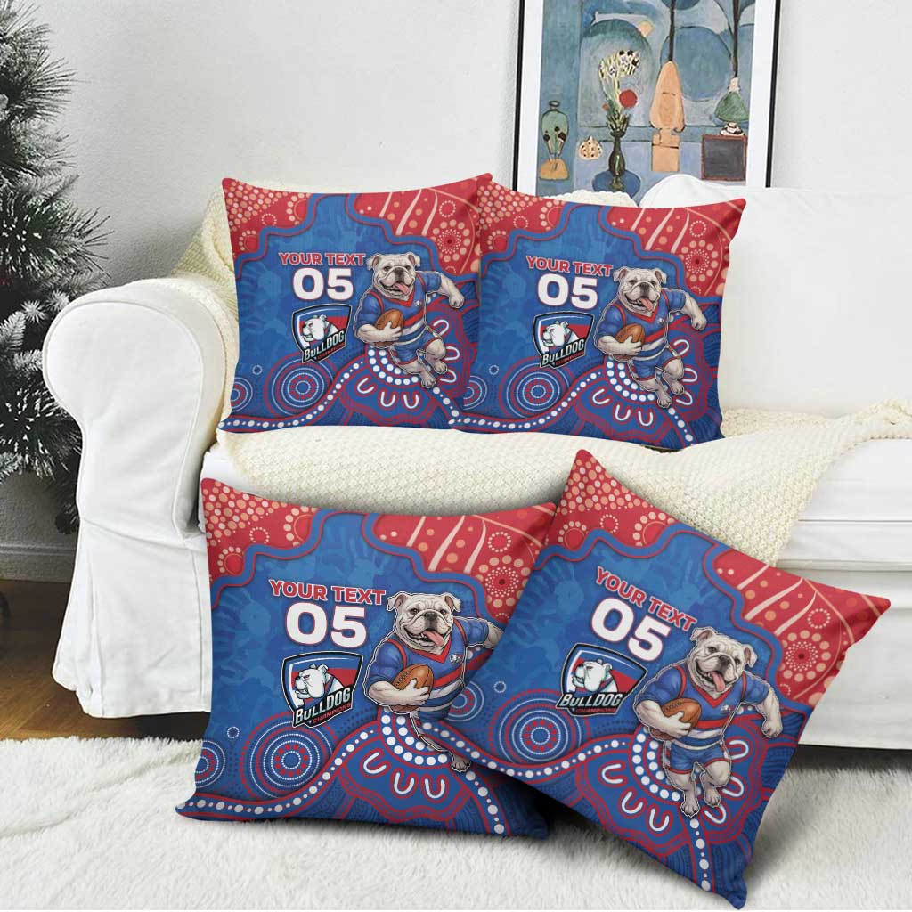 Custom Bulldogs Football Pillow Cover Aboriginal Dot Art Pattern