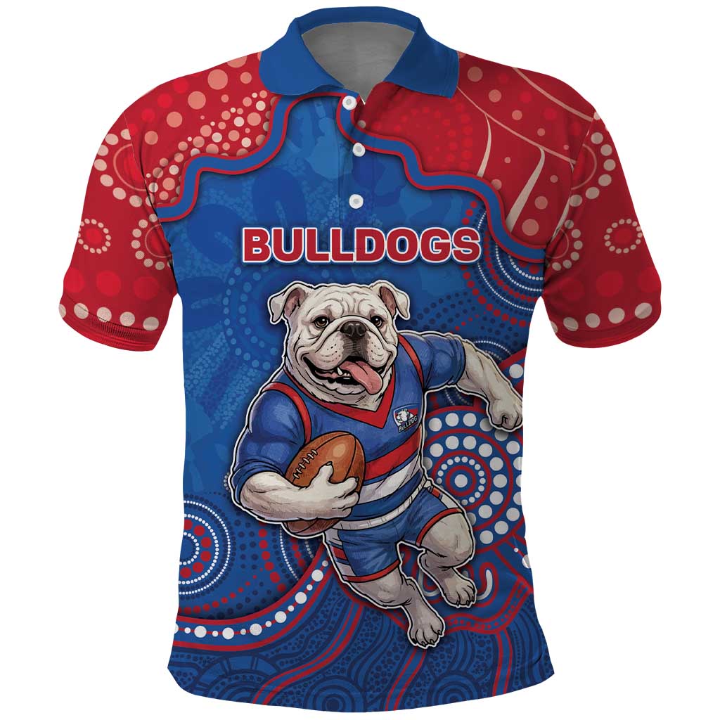 Custom Bulldogs Football Polo Shirt Aboriginal Dot Art Pattern