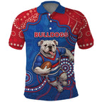 Custom Bulldogs Football Polo Shirt Aboriginal Dot Art Pattern
