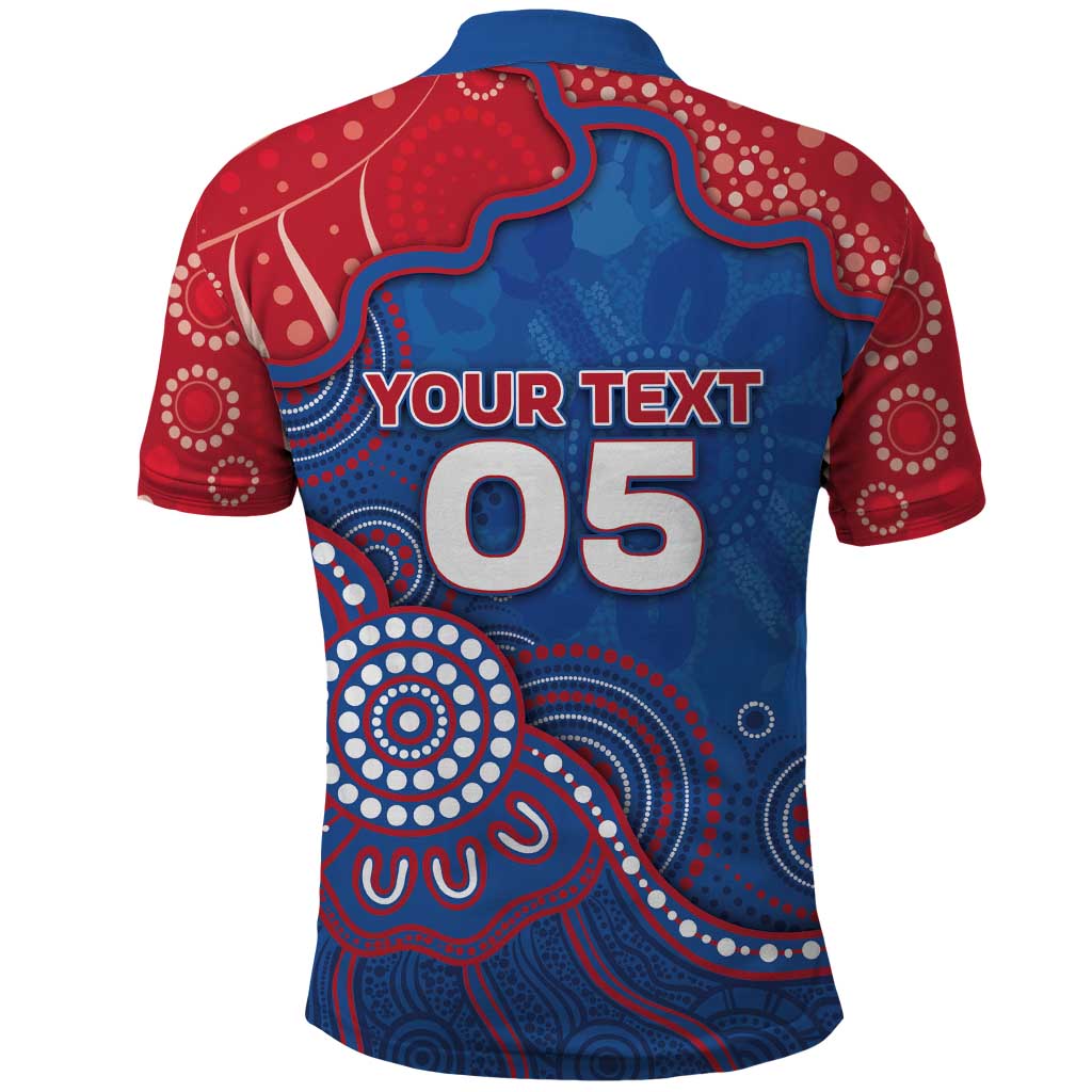 Custom Bulldogs Football Polo Shirt Aboriginal Dot Art Pattern