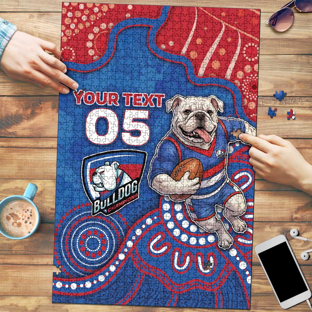 Custom Bulldogs Football Puzzle Aboriginal Dot Art Pattern