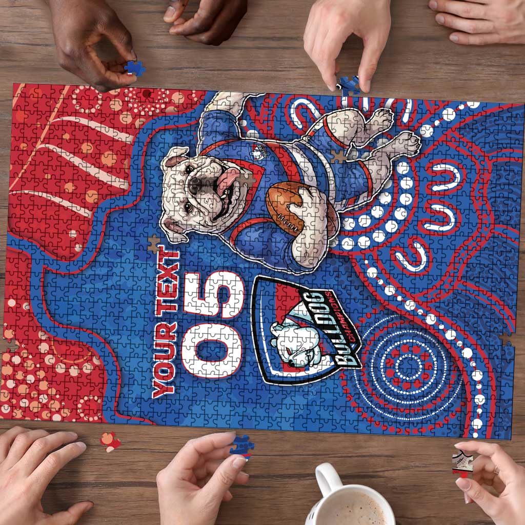 Custom Bulldogs Football Puzzle Aboriginal Dot Art Pattern