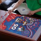 Custom Bulldogs Football Puzzle Aboriginal Dot Art Pattern