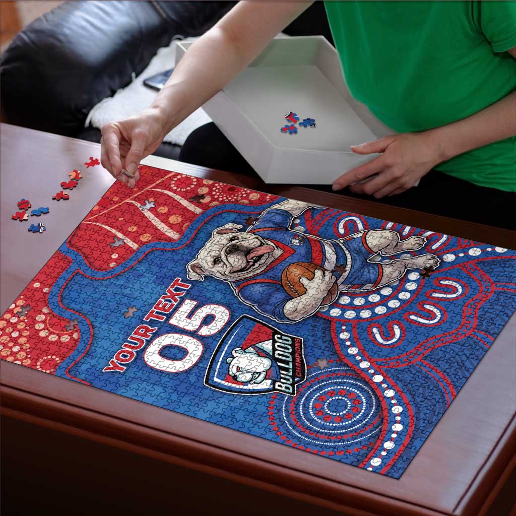 Custom Bulldogs Football Puzzle Aboriginal Dot Art Pattern