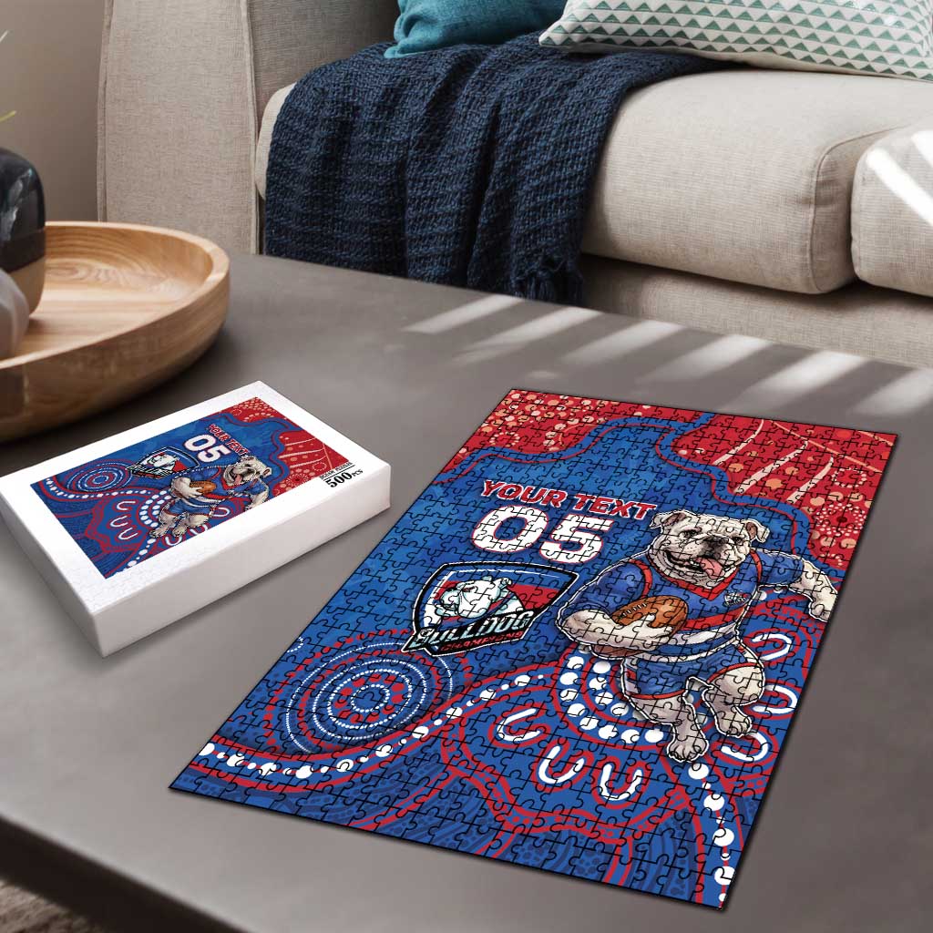 Custom Bulldogs Football Puzzle Aboriginal Dot Art Pattern