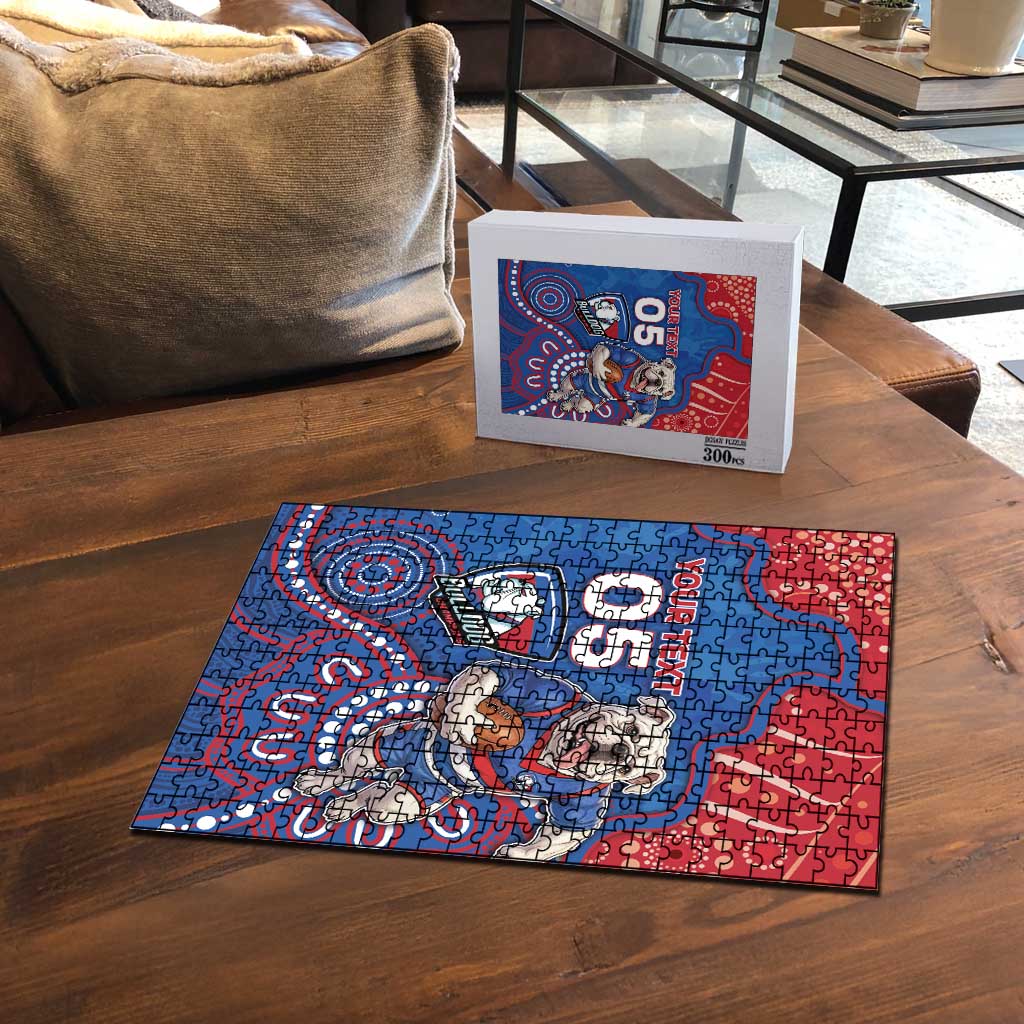 Custom Bulldogs Football Puzzle Aboriginal Dot Art Pattern
