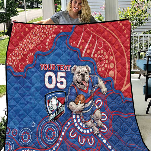 Custom Bulldogs Football Quilt Aboriginal Dot Art Pattern