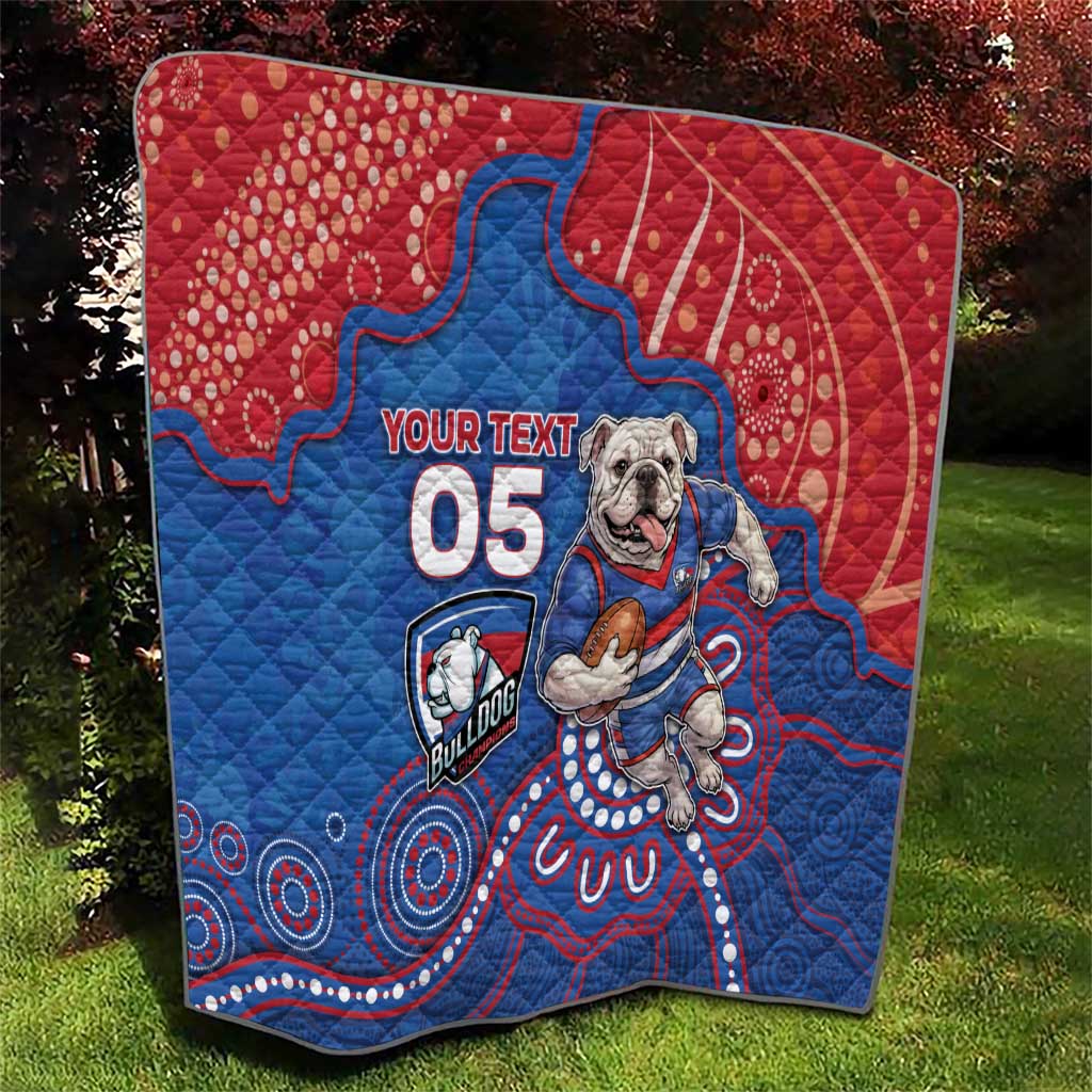 Custom Bulldogs Football Quilt Aboriginal Dot Art Pattern