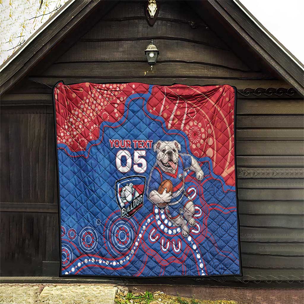 Custom Bulldogs Football Quilt Aboriginal Dot Art Pattern
