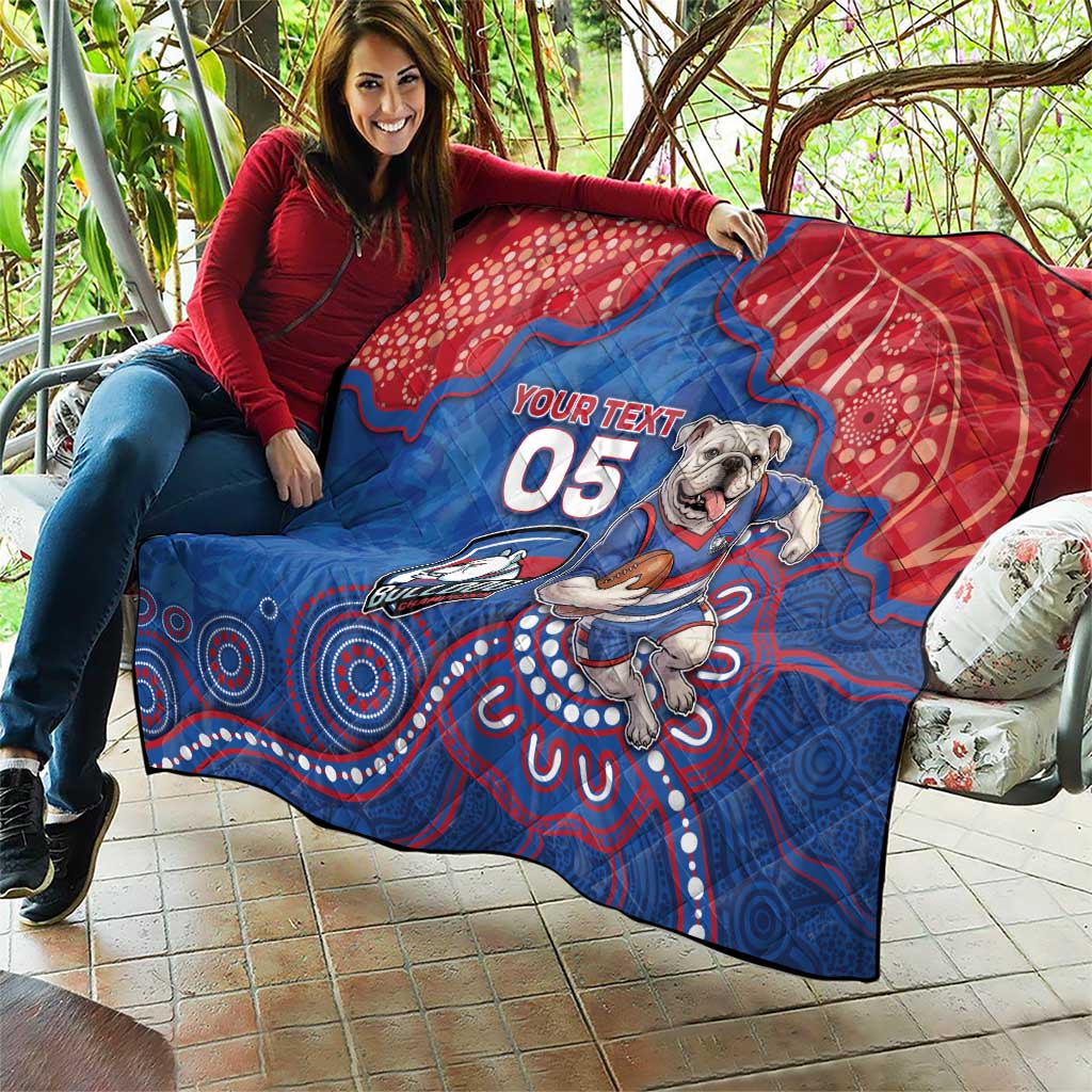 Custom Bulldogs Football Quilt Aboriginal Dot Art Pattern