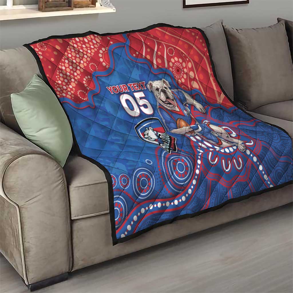 Custom Bulldogs Football Quilt Aboriginal Dot Art Pattern