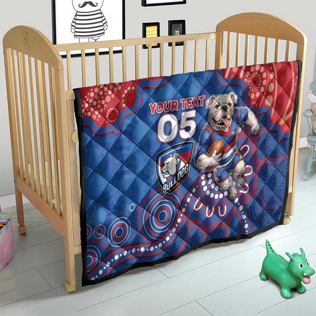 Custom Bulldogs Football Quilt Aboriginal Dot Art Pattern