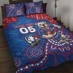 Custom Bulldogs Football Quilt Bed Set Aboriginal Dot Art Pattern