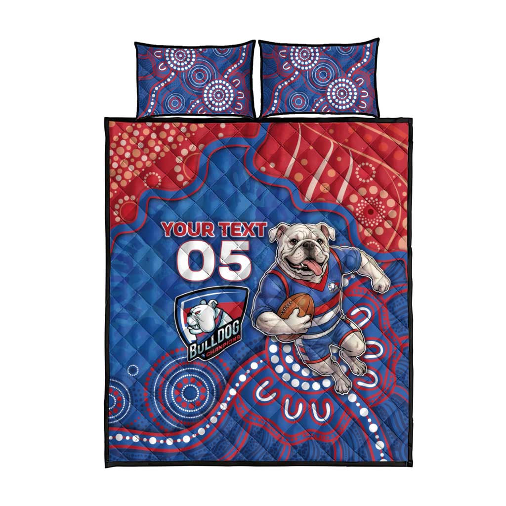 Custom Bulldogs Football Quilt Bed Set Aboriginal Dot Art Pattern