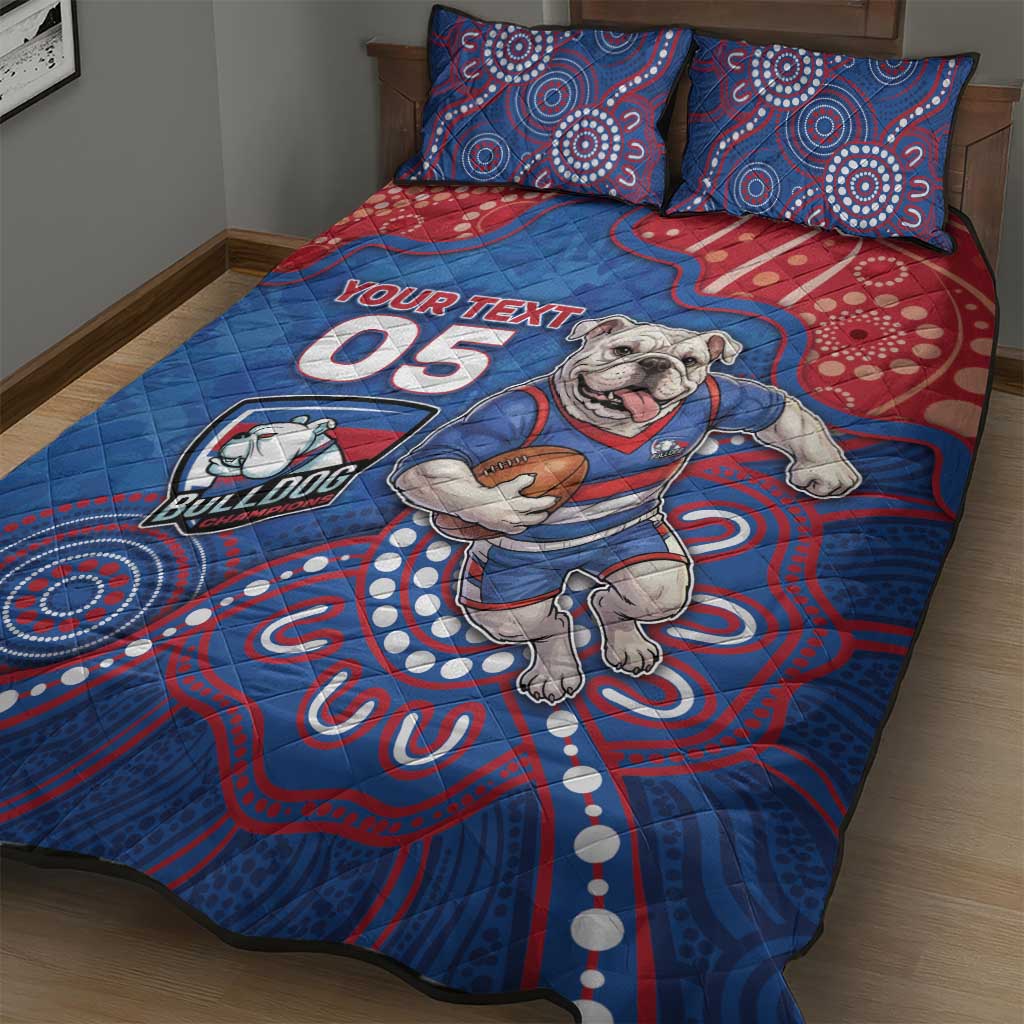 Custom Bulldogs Football Quilt Bed Set Aboriginal Dot Art Pattern