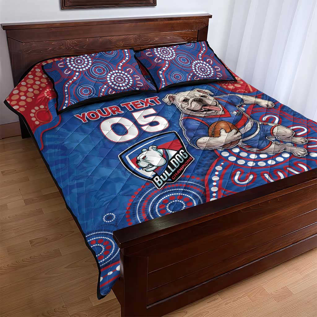 Custom Bulldogs Football Quilt Bed Set Aboriginal Dot Art Pattern