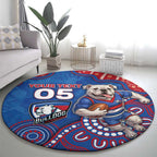 Custom Bulldogs Football Round Carpet Aboriginal Dot Art Pattern