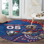 Custom Bulldogs Football Round Carpet Aboriginal Dot Art Pattern