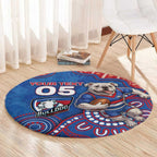 Custom Bulldogs Football Round Carpet Aboriginal Dot Art Pattern