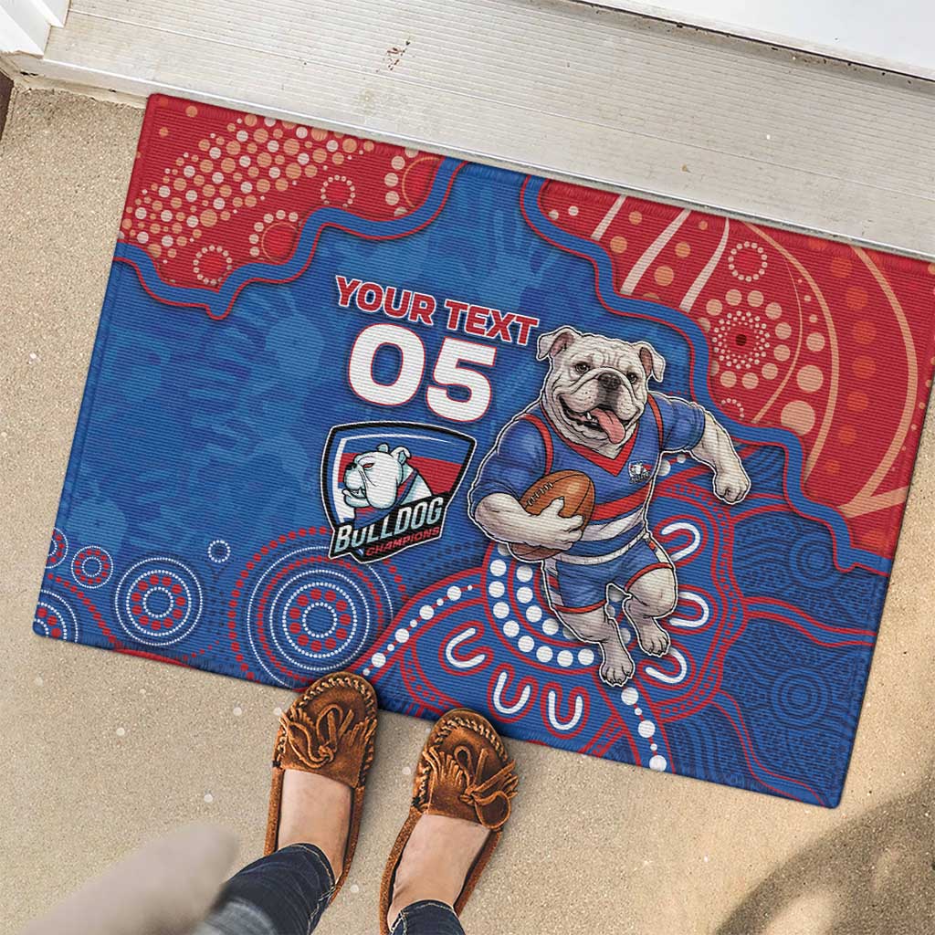Custom Bulldogs Football Rubber Doormat Aboriginal Dot Art Pattern
