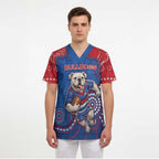 Custom Bulldogs Football Scrub Top Aboriginal Dot Art Pattern