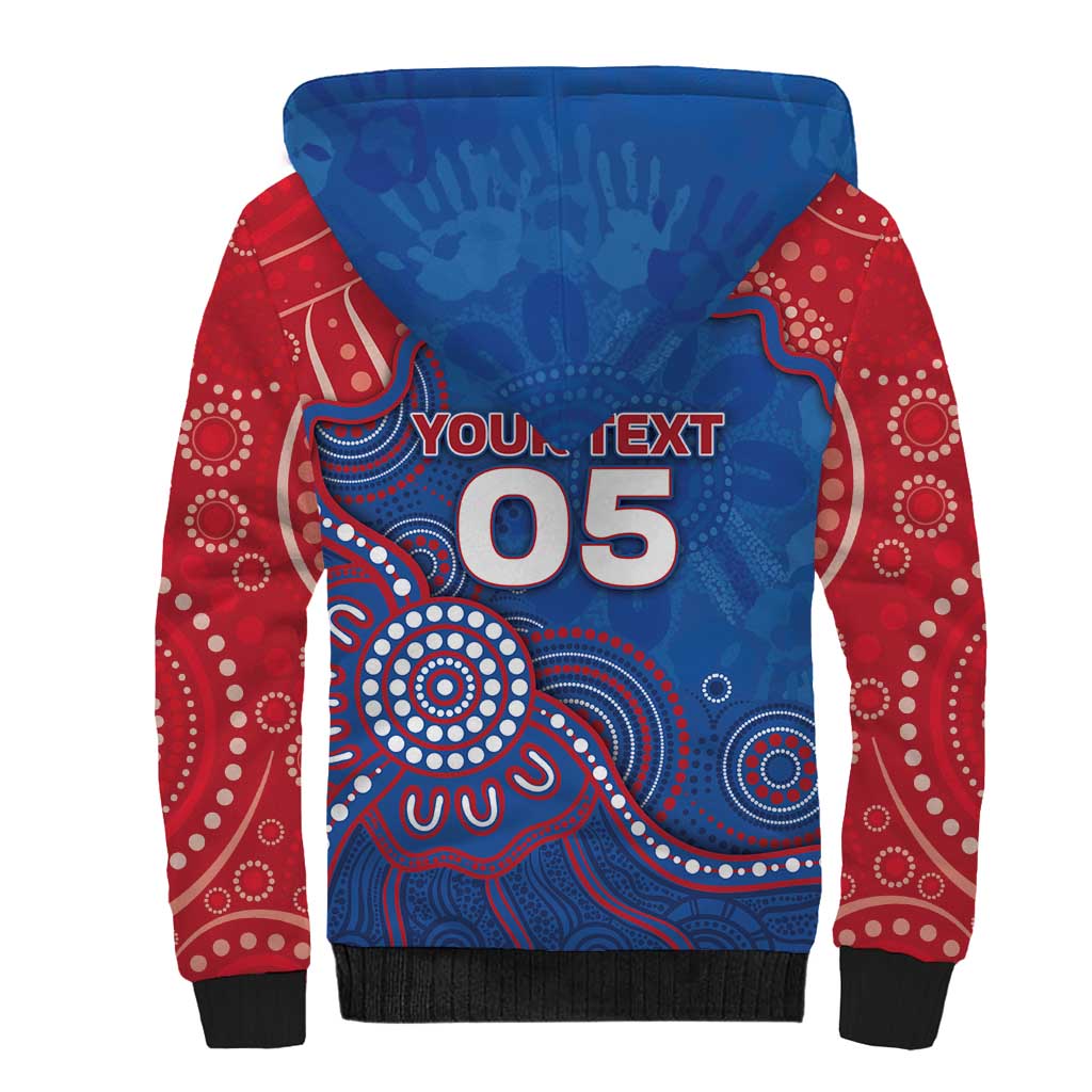 Custom Bulldogs Football Sherpa Hoodie Aboriginal Dot Art Pattern